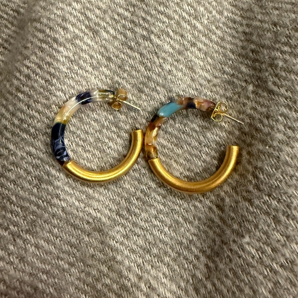 Gold and Multicolor Hoop Earrings